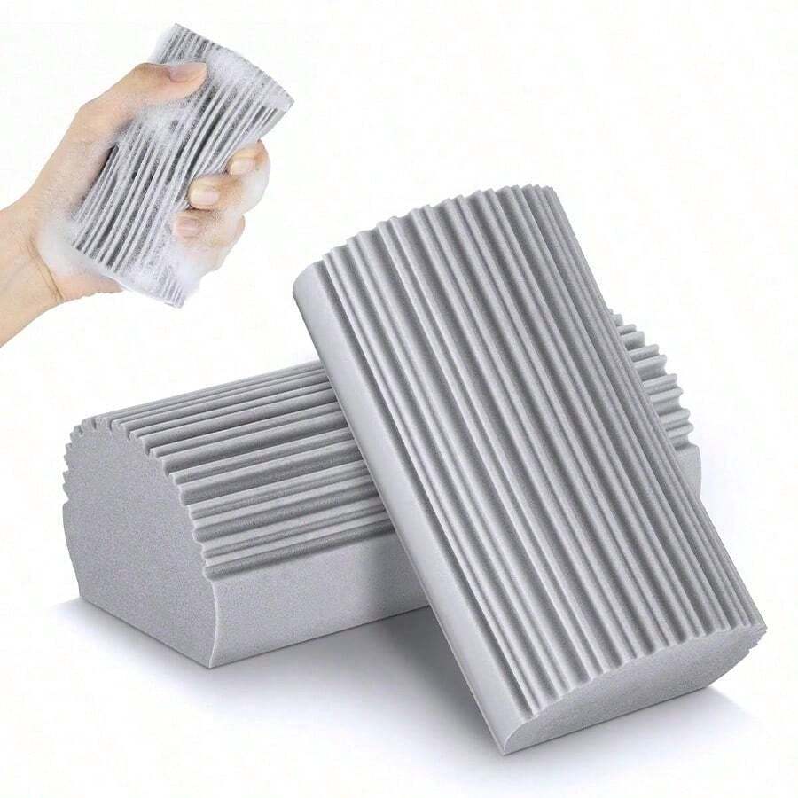 1/3pcs Absorbent Sponge Cleaning Brush, Reusable Wavy Striped Sponge Duster, Soft Brush Head, Suitable For Blinds, Glass, Vents, Mirrors, Window Gaps, Baseboards, Kitchen Bathroom Home Cleaning Tool, Christmas Home Cleaning Gift - Multicolor - View 1