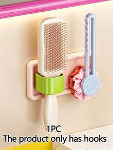 1pc Vibrant Dopamine Rectangular Wall-Mounted Storage Rack, Drill-Free Self-Adhesive Design, Hands-Free Support For Hair Dryer And Comb, Bathroom Vanity Storage Rack, Bathroom Decor Accessory, Room Decoration, Clothing Hook - Multicolor - View 14