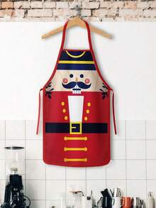 2Pcs/1pc Christmas Couple Aprons Santa & Elf Costume Print Kitchen Apron Xmas Baking Party - Multicolor - View 4