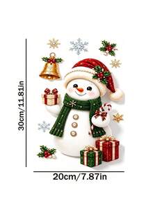 聖誕雪人與馴鹿圖案靜電窗貼，創意美學鄉村田園風冬季聖誕裝飾玻璃貼紙，藝術窗飾營造聖誕氛圍，溫馨冬季客廳與臥室玻璃門窗裝飾貼，免膠靜電吸附可重複使用 - 彩色 - 查看 10