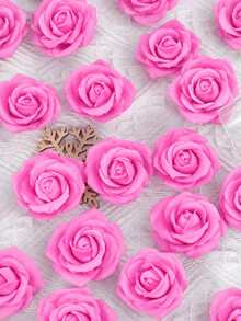 50/30pcs Artificial Rose Flowers, Foam Fake Flowers, Used For Decoration, Suitable For Outdoor Wedding Decoration, Room Decoration, Christmas Home Decor, Birthday Gift, Bouquet Center Decoration, Holiday Gift - Hot Pink - View 7