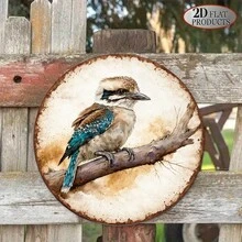 1pc 8*8in/20x20cm 2D Flat Round Sign, Vintage Plaque With Laughing Kookaburra, Australian Bird Decor, Suitable For Bar Decor, Cafe Decor, Home Decor Or Gift (Random Style) - A - View 6
