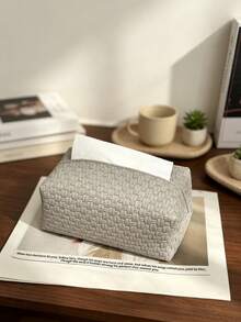 1PC Modern Minimalist Style Wicker-Patterned Tissue Box Rectangular Tissue Box Cover With Woven Embossed Texture Detail, Dustproof Tissue Holder, Napkin Storage Case, Suitable For Living Room, Bedroom, Office Desk,Car Tissue Box, Household Daily Use - Multicolor - View 14