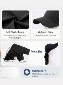 1pc Women's Duck Bill Brim Hat With Ties, Baseball Cap With Ribbon, Sun Hat Suitable For Daily Use, Polyester Material, Outdoor Wear - Black - View 11