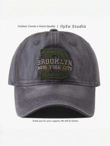 2026 Autumn/Winter New Vintage Washed Distressed Baseball Cap, Brooklyn New York Letter Patch Dad Hat, Unisex Adjustable Streetwear Cap - BROO Baseball Cap - View 8