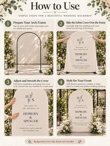 Customized Wedding Arch Fabric Decor Cover, Personalized Photo/Name/Date/Text, Polyester Double-Sided Stretch Backdrop, Party Decoration, Wedding Welcome Sign, Bridal Shower Gift, No Power Required, Suitable For Wedding, Birthday, Party - Multicolor - View 5