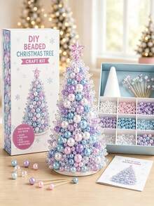1pc Dreamy Beaded Christmas Tree Set, Handmade Holiday Craft, Creative Christmas Handicraft, Beaded Desktop Decoration, Holiday Project And Creative Handmade Christmas Gift Inspiration - A - View 4