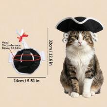 Pet Halloween Judge Wig Hat Cat Dog Cosplay Headpiece Funny Party Photo Prop Gift With Adjustable Magic Tape - Multicolor - View 9