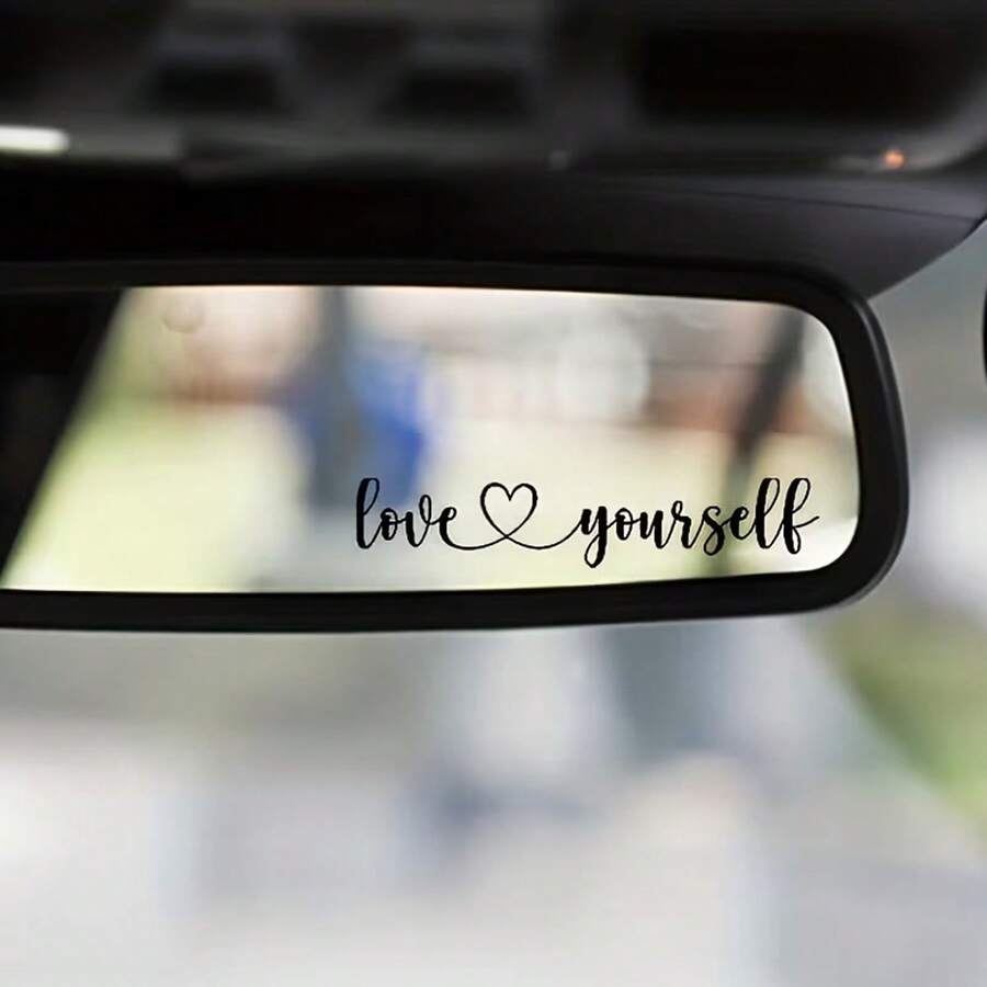 Love Yourself Car Rearview Mirror Stickers, Vinyl Stickers, Suitable For Car Rearview Mirrors, Cars, Etc - A - View 1