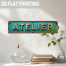 2D Flat Vintage Factory Metal Sign - 1pc Durable Industrial Style Wall Decor, Suitable For Garage, Man Cave, Studio - Vintage Teal And Rust Effect, No Power Required (Random Style) - A - View 5