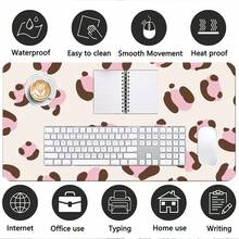 Kawaii Pink Leopard Print PU Leather Desk Mat, Big Extended Mousepad, Waterproof Non Slip Table Cover, Aesthetic Desktop Decor For Study Gaming Room - View 9
