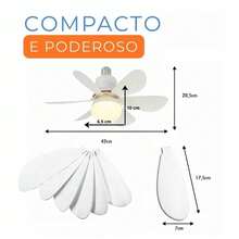 Ventilador De Teto Luz LED 60W/80W Com 6 Hélices 3 Tipos De Luz Bivolt Com Controle Remoto - Multicolorido - Visão 5