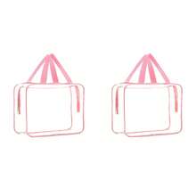 4pcs-1pc Contrast Trim Clear PVC Tote Storage Bag With Zipper, Transparent Organizer Pouch For Baby Toys, Building Blocks & Nursery Sundries - Multicolor - View 12