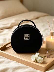 Givenchy Parfums Black Round Cosmetic Bag 4G Logo Portable Handheld Travel Makeup Storage Bag Multi-Functional Toiletry Organizer Elegant Women's Holiday Gift - Black - View 9