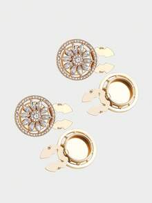 1/2/4pcs 25mm Women's Rhinestone Button Covers, Crystal Button Caps, Detachable Clip-On Button Covers, Crystal Decorative Buttons For Clothing, Lead Color, Suitable For Dresses, Suits, Formal Wear, Shirts - Multicolor - View 14