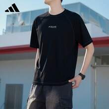 Adidas 純棉休閒短袖 T-Shirt 夏季新款透氣上衣 - 黑色 - 查看 6