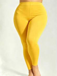 Plus Size High Waist Capri Tights, Solid High Stretch No Foot 9/10 Length Shaping Hosiery, Multi Colors - Multicolor - View 17