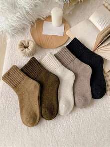 5 Pairs Kids Autumn/Winter Warm Brushed Soft Comfortable Long Tube Socks Snow Socks Sports Socks Ski Socks Suitable For Daily Wear And Matching With Snow Boots - Multicolor - View 10
