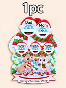 Custom Christmas Ornament, Whimsical Winter Christmas Decor, Personalized 2-9 Names Family Christmas Tree Decorations, Festive Holiday Home Decor, Customized 2026 Keepsake Gift, Customizable Hanging Ornament For Family, Couples, Friends - Style E - View 12