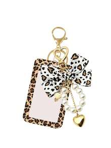 Leopard Print Bow Lanyard, Pearl Heart Keychain Card Holder, Suitable For Women's Office And School Use, Ideal Gift For Back To School Or Back To Work - Multicolor - View 17