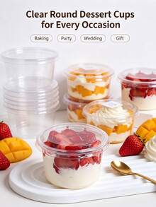 10/20/30/50pcs Mini Double Layer Cream Cups With Lids, Suitable For Yogurt, Ice Cream, Pudding - Multicolor - View 4