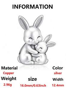 1pc Cute Animal Charm Bead Pendant, Sheep Rabbit Cat Cow Pig Large Hole Bead Fit European Style Bracelet, DIY Jewelry Making Gift For Women - Silver - View 12