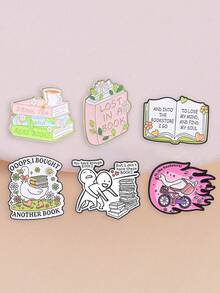 Bookworm Reading Theme Lapel Pin Pack, Bookish Quote Brooch Accessory Gift For Readers - AB4567 - View 9