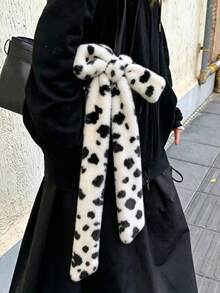 1pc Long Narrow Faux Fur Scarf, Fuzzy Warm Neck Warmer For Women, Decorative Scarf With Ribbon, Y2K Vibe, Party, Dance - Multicolor - View 4