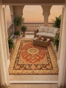 1 Buah Karpet Area Motif Bunga Klasik Oranye Cokelat Krem, Gaya Vintage Timur Tengah, Bahan Imitasi Kasmir, Bentuk Persegi Panjang Simetris, Dapat Dicuci dengan Mesin, Cocok untuk Ruang Tamu, Kamar Tidur, Dekorasi Rumah Sehari-hari, Dekorasi Rumah Estetis - MultiWarna - View 2