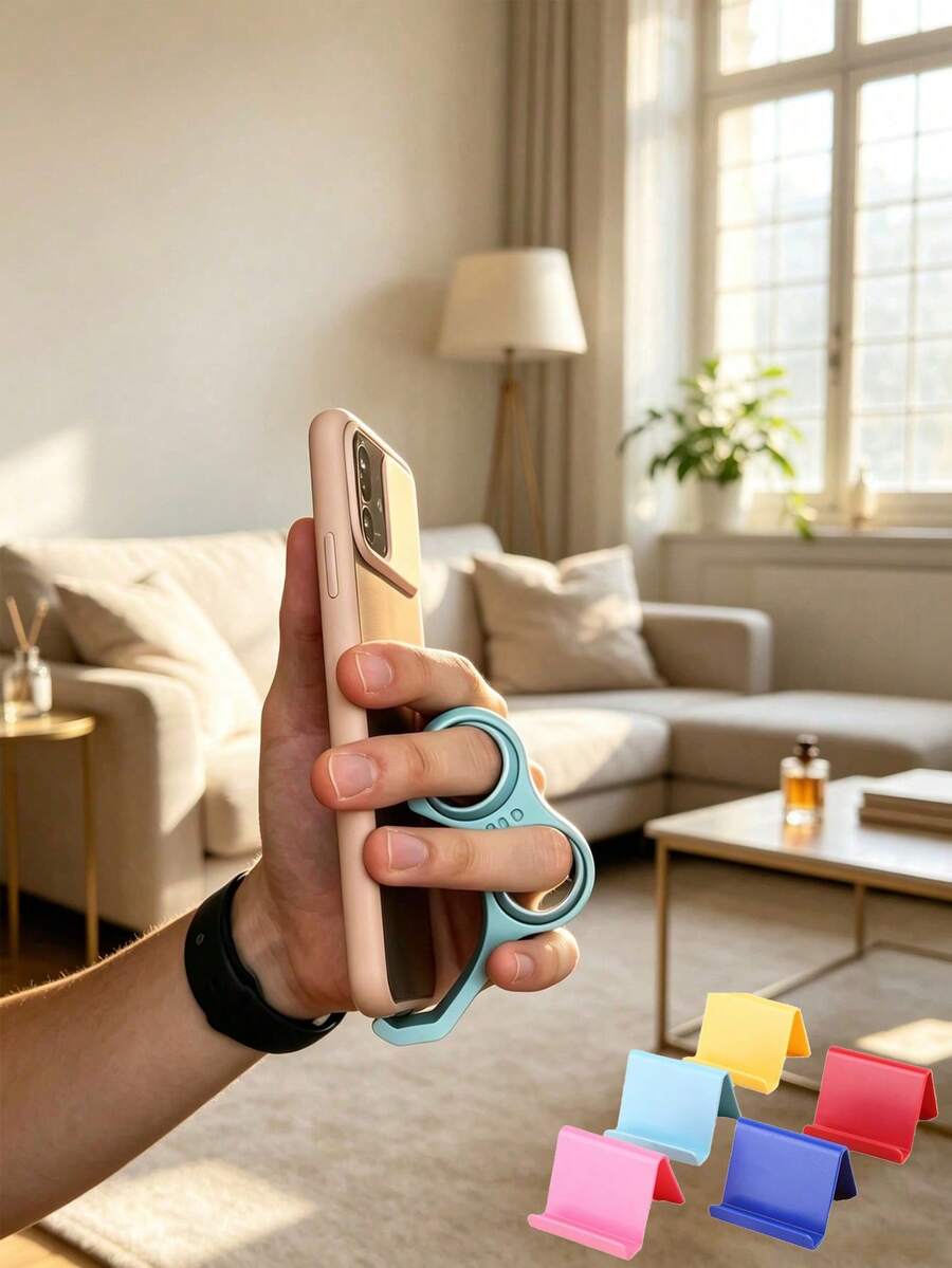 Multifunctional Ergonomic Phone Stand, 3D Printed Material Creative Ring Phone Grip, Pinky Finger Strap, Ring Finger Holder, Phone Stand, Thumb Holder, Desktop Stand, Multifunctional Slouchy Stand, Portable Stand, Stress Relief Tool - A - View 1