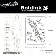 Boldink 1入 浪漫飛鳥手寫標記臨時紋身貼紙,防水身體藝術紋身貼,持效1-2週,植物汁液配方,溫和不刺激,適合日常穿搭造型、身體裝飾,中性中式風格禮物,必備好物 - 黑色 - 查看 5