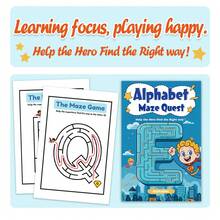Alphabet & Shape Maze Activity Workbook For Kids, A-Z Letter Recognition, Shape Path Puzzles, Visual Tracking, Focus, Logic, Problem Solving, Brain Teaser Games, Screen-Free Early Learning For Home, Classroom & Travel - Maze Theme - View 10
