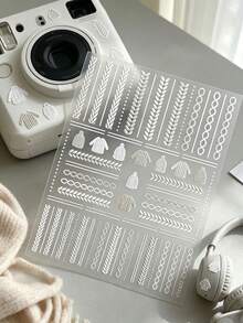 1Set Knitted Texture Themed Stickers, Stickers For Laptop, Journaling Supplies, Sticker Book, White Knit Pattern And Sweater Print, Warm Minimalist Aesthetic Style, Clear Base, Decorative Decals For Cup, Camera, Phone Case - Autumn/Winter Sweater Stickers - View 3