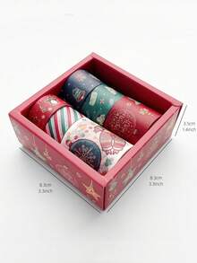 6/8rolls Creative Christmas Gift Washi Tape, Christmas Decor Stickers DIY Craft Supplies, Perfect For Journaling, Scrapbooking, Christmas Gift Wrapping - Tape - View 2