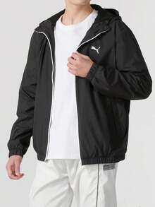 Puma Jaket Olahraga Pria Terbaru, Jaket Berkerudung Tenun, Jaket Anti Angin - Hitam - View 2