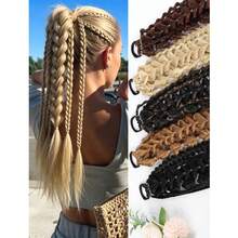 Fake Braided Hair Extensions Lantern Bubble Twist Ponytail Fashion Hot Girl Twisted Boxing Braids Hair Scrunchie Hair Accessory - Black - View 6