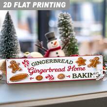 2D Flat, 1pc Vintage Gingerbread House Wall Decor, Rustic Christmas Kitchen Sign With Gingerbread Man, Candy Cane And Cookies, Suitable For Home, Entrance, Bakery, Holiday Design, Handmade, Home Decoration (Random Style) - A - View 8