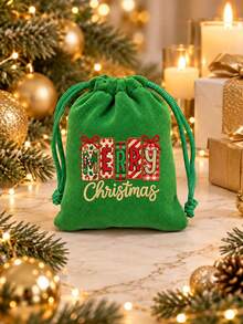 Tas Kado Natal dengan Tali Serut, 6 Motif Tema Natal, Tas Penyimpanan Liburan Warna Hijau, Cocok untuk Permen, Camilan, dan Kado Kecil, Sempurna untuk Souvenir Pesta dan Pengisi Kaos Kaki Natal, Tidak untuk Kontak dengan Makanan, Motif Acak - Tas serut Natal - View 2