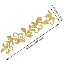 Embroidered Vine Patch Trim 24.2x4.5cm, Metallic Leaf Iron On Applique For Clothing Repair, Bag, Pillow Sewing Decoration - Vine Leaf Applique - View 2