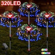 Solar Powered Fireworks Lights Outdoor Garden Decor, Support Warm And Colorful Light Effects, Available In 1PC 60LEDs And 4pcs 240LEDs, Fireworks Radiating Shape With Dense LED Beads, Solar Powered Day Charging And Automatic Night Lighting, Suitable For Garden Lawn Patio Fence Trees, Christmas New Year Party Camping Wedding Landscape Atmosphere Lighting - Solar Fireworks Light - View 12