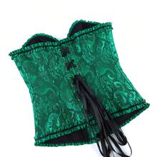 1pc Women's Court Style Jacquard Vintage Corset Corset, Suitable For Halloween Outfit - Dark Green - View 5