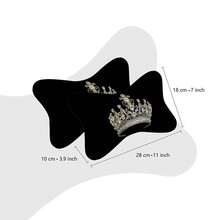 1pc/2pcs Car Headrest Pillow, Crown Print, Practical And Aesthetic, Made Of Polyester Fiber And Polypropylene Fiber, Car Neck Pillow, Car Interior Accessory, All-Season Bone-Shaped Pillow - Headrest - View 3