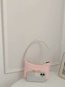 Tas Bahu Baru dengan Hiasan Pita yang Cantik, Tas Tangan Kain PU Lembut Motif Leci untuk Anak Perempuan, Tas Kecil Serbaguna untuk Dibawa, Tas Bahu untuk Pemakaian Sehari-hari - A - View 3