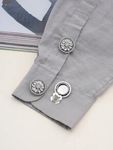 1/2/4pcs 25mm Women's Rhinestone Button Covers, Crystal Button Caps, Detachable Clip-On Button Covers, Crystal Decorative Buttons For Clothing, Lead Color, Suitable For Dresses, Suits, Formal Wear, Shirts - Multicolor - View 2