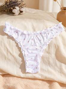 DAZY 5pcs Sweet Floral Ruffle Low Waist Seamless Bikini Panties, Soft And Comfortable, Suitable For Yoga, Sports And Daily Wear - Multicolor - View 5
