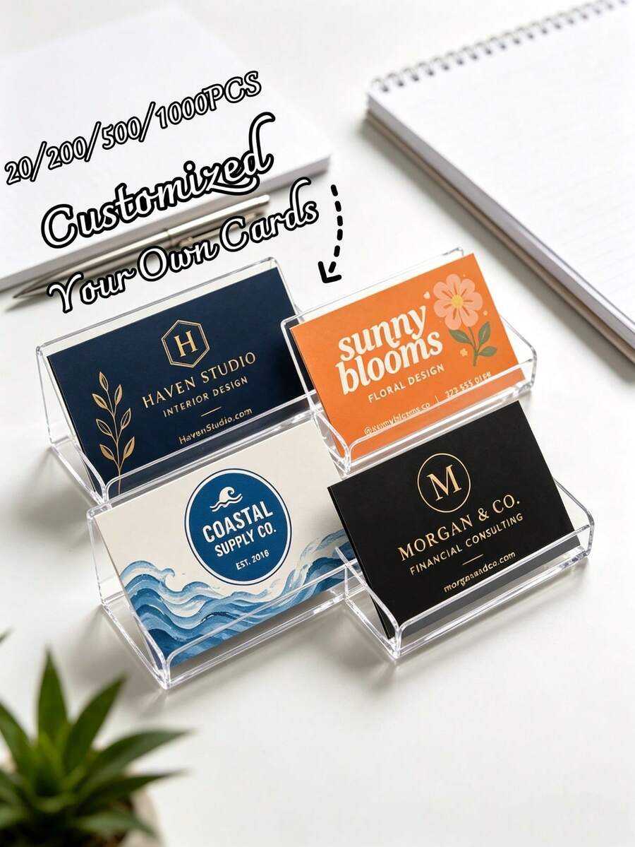 20/200/500/1000pcs Customized Double-Sided Business Cards, Personalized Business Card Printing, Customizable Your Design, Professional Printed Business Cards, Unique Brand Logo Cards, Company Brand Promotion, Corporate Events And Daily Business Use, Christmas, Special Occasions - Multicolor - View 1