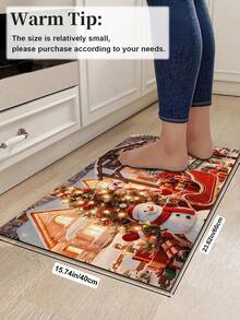 1/2pcs Christmas Kitchen Decor Rug, Merry Christmas, Winter Kitchen Rug And Mat, Non-Slip Washable Absorbent Kitchen Accessories Decor Mat, Christmas Holiday Gift! - Multicolor - View 12