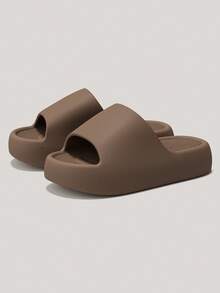 Men's Massage Footprint Open Toe Slides, Soft EVA Summer Beach Vacation Slip-On Sandals - Brown - View 9