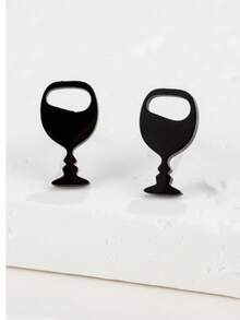 1 Pair Punk Wine Glass Earrings , Stainless Steel , Fashion Jewelry ,Daily Wearing - GED034 - View 9