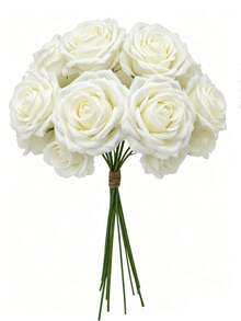 5/10/25/30pcs Artificial Flowers, Ivory Foam Material Fake Roses With Stems, Suitable For Wedding Bouquets, Table Decor, Holiday Arrangements, Christmas, Valentine's Day And Mother's Day (Paper Box Packaging Not Included). (Due To Lighting And Display Effects, There May Be Slight Color Differences Between The Actual Product And The Image) - Beige - View 4